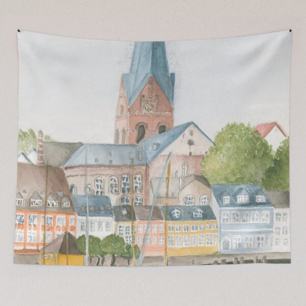 Item preview, City watercolor painting Flensburg by Ursula Noebbe designed and sold by UrsulaNoebbe.