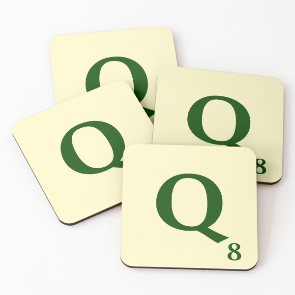 Fitxa de Scrabble de la Q de 8 punts Posavasos (lote de 4)