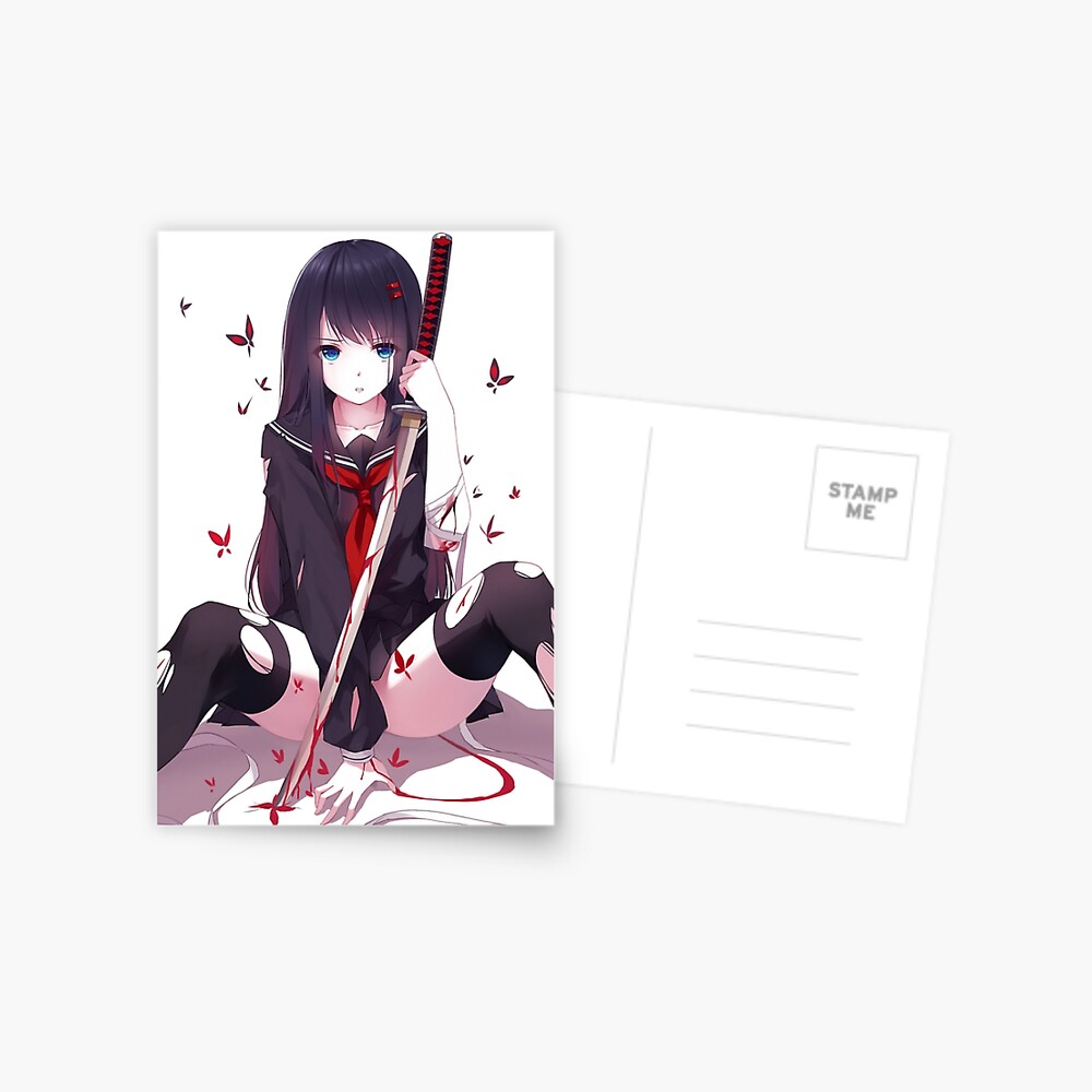 Anime Girl with Katana Postcard for Sale by Falica