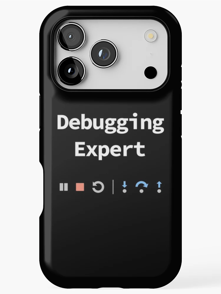 Thumbnail 1 of 4, iPhone Case, Debugging Expert, IDE Debugging Buttons - Pause Stop Restart Step-In Step-Over Step-Out, Software Testing, Software Developer, Dark designed and sold by Max-Wear.