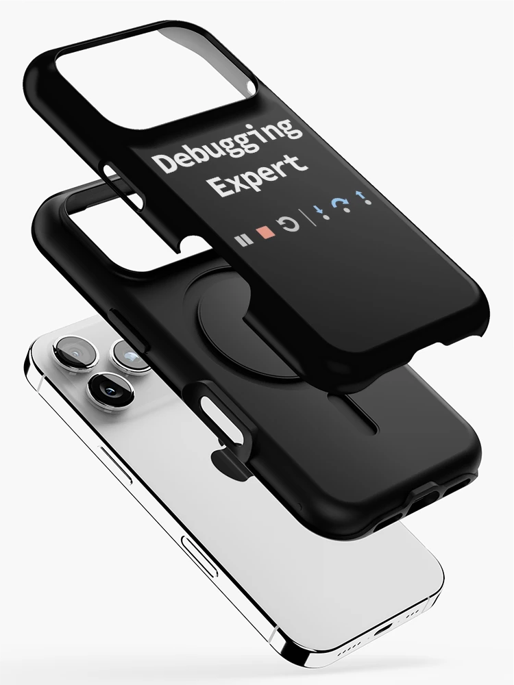Thumbnail 2 of 4, iPhone Case, Debugging Expert, IDE Debugging Buttons - Pause Stop Restart Step-In Step-Over Step-Out, Software Testing, Software Developer, Dark designed and sold by Max-Wear.