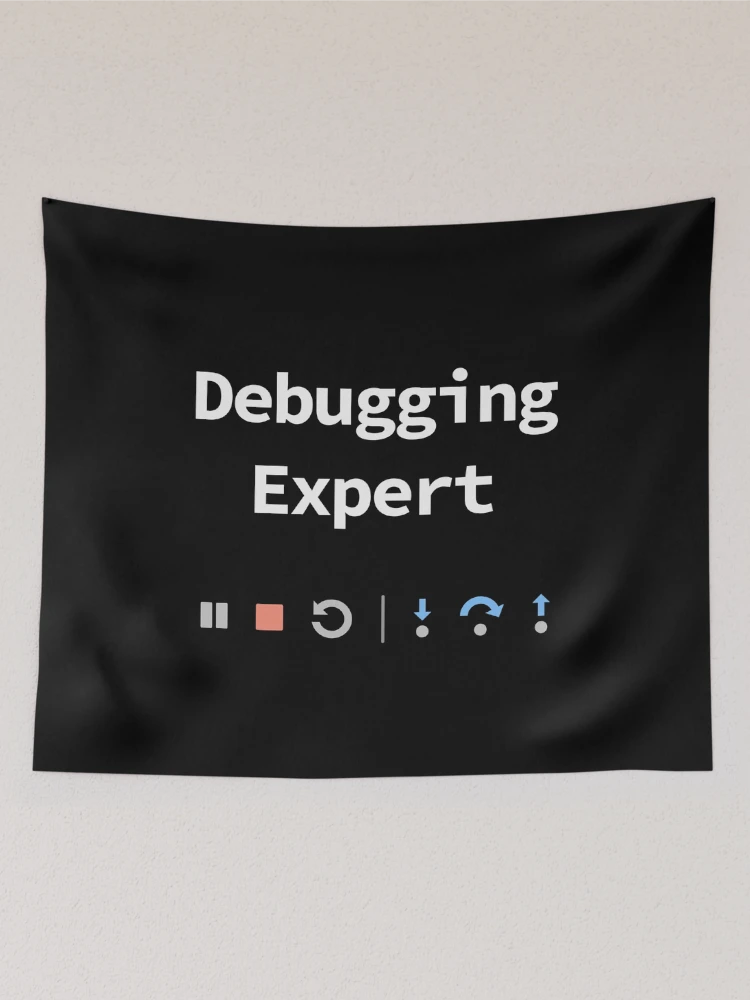 Thumbnail 2 of 3, Tapestry, Debugging Expert, IDE Debugging Buttons - Pause Stop Restart Step-In Step-Over Step-Out, Software Testing, Software Developer, Dark designed and sold by Max-Wear.