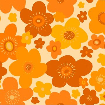 Aperçu de l'œuvre Motif floral vintage rétro des années 70 Groovy de DesertAloha