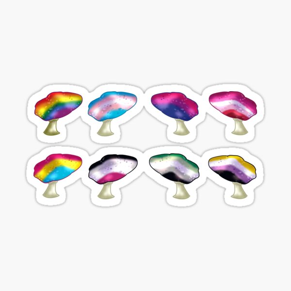 LGBTQ+ Pride Flag Mushroom Sticker Pack Sticker