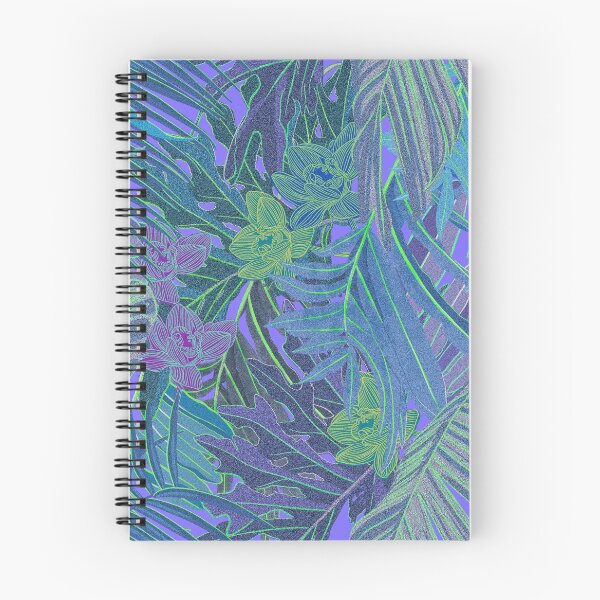 Item preview, Seamless pattern with neon orchids and psychedelic purple tropical foliage designed and sold by ANAKOTO.