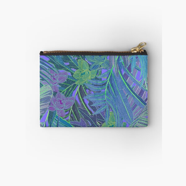 Item preview, Seamless pattern with neon orchids and psychedelic purple tropical foliage designed and sold by ANAKOTO.