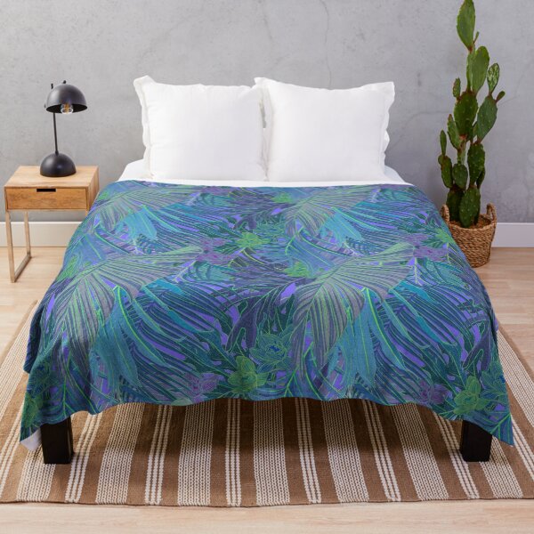 Item preview, Seamless pattern with neon orchids and psychedelic purple tropical foliage designed and sold by ANAKOTO.