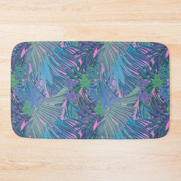 Item preview, Seamless pattern with neon orchids and psychedelic purple tropical foliage designed and sold by ANAKOTO.