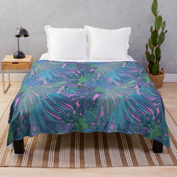 Item preview, Seamless pattern with neon orchids and psychedelic purple tropical foliage designed and sold by ANAKOTO.