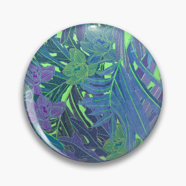 Item preview, Copy of Seamless pattern with neon orchids and psychedelic purple tropical foliage designed and sold by ANAKOTO.