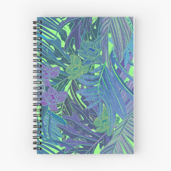 Item preview, Copy of Seamless pattern with neon orchids and psychedelic purple tropical foliage designed and sold by ANAKOTO.