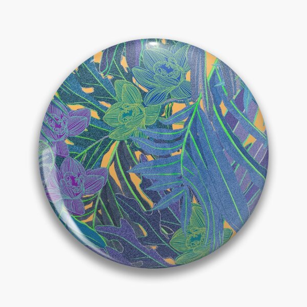 Item preview, Seamless pattern with neon orchids and psychedelic purple tropical foliage designed and sold by ANAKOTO.
