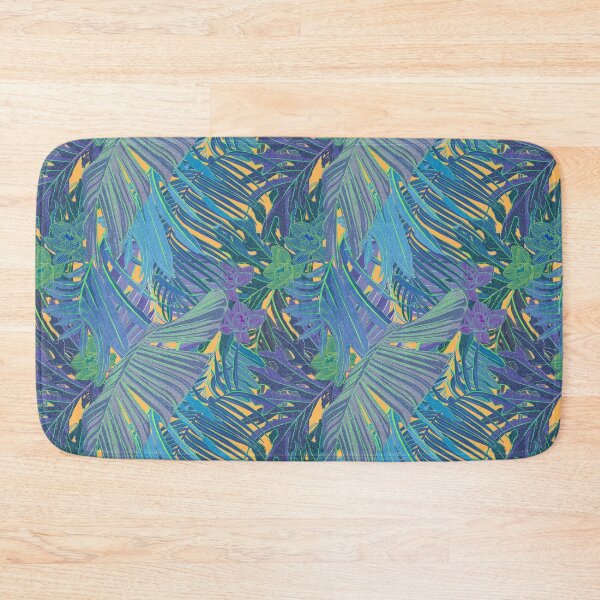 Item preview, Seamless pattern with neon orchids and psychedelic purple tropical foliage designed and sold by ANAKOTO.