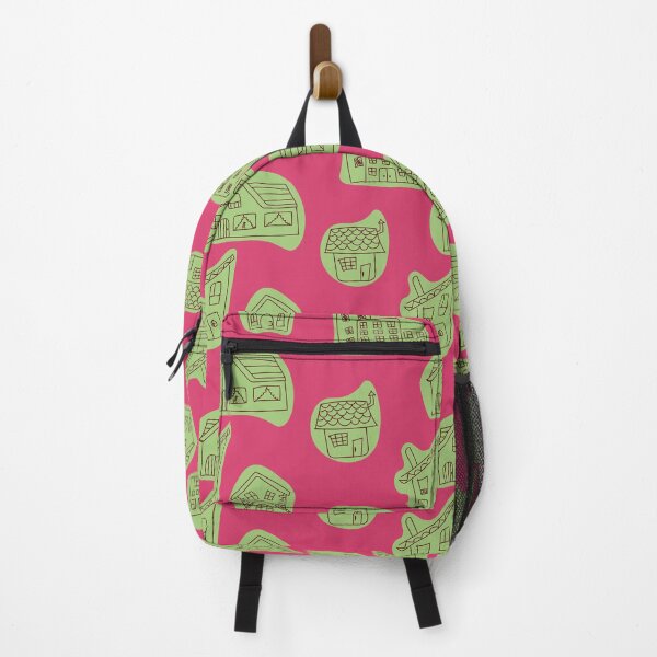 Item preview, Spotty outline houses on a fuchsia background designed and sold by CutieBlue.
