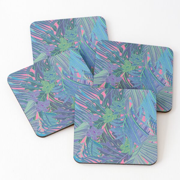Item preview, Seamless pattern with neon orchids and psychedelic purple tropical foliage designed and sold by ANAKOTO.