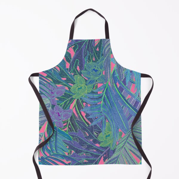 Item preview, Seamless pattern with neon orchids and psychedelic purple tropical foliage designed and sold by ANAKOTO.