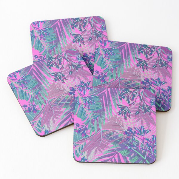 Item preview, Copy of Seamless pattern with neon orchids and psychedelic purple tropical foliage designed and sold by ANAKOTO.