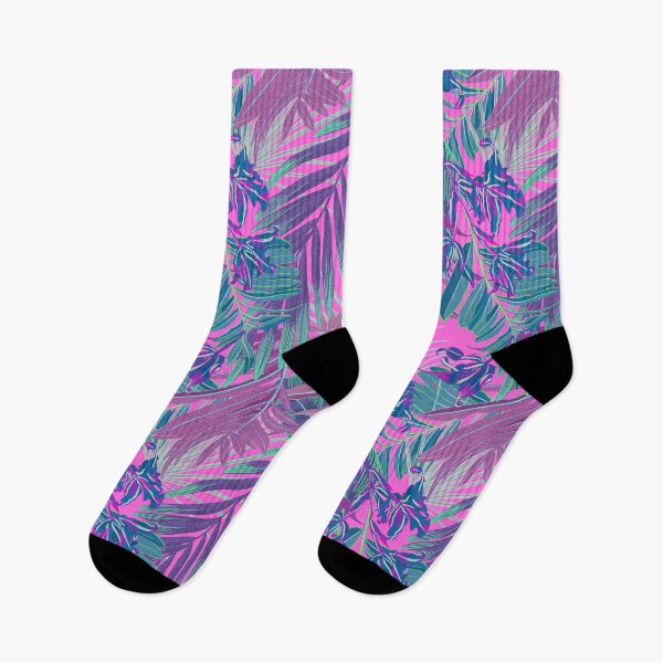 Item preview, Copy of Seamless pattern with neon orchids and psychedelic purple tropical foliage designed and sold by ANAKOTO.
