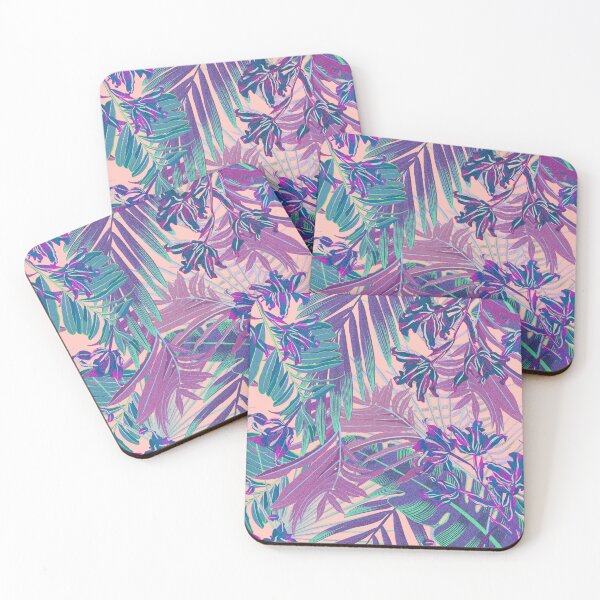 Item preview, Seamless pattern with neon orchids and psychedelic purple tropical foliage designed and sold by ANAKOTO.