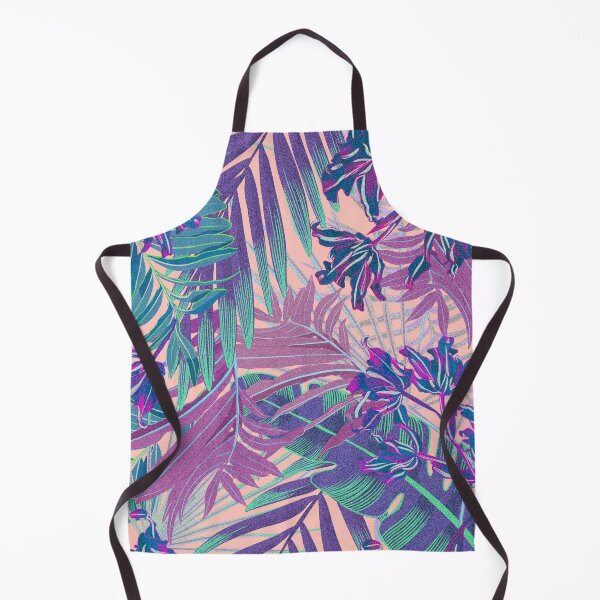 Item preview, Seamless pattern with neon orchids and psychedelic purple tropical foliage designed and sold by ANAKOTO.
