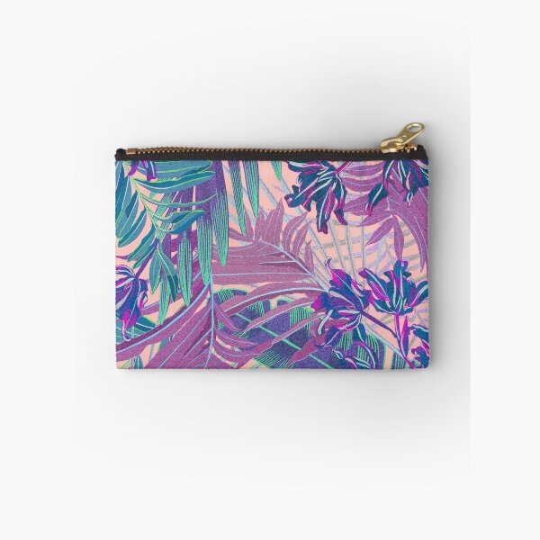 Item preview, Seamless pattern with neon orchids and psychedelic purple tropical foliage designed and sold by ANAKOTO.