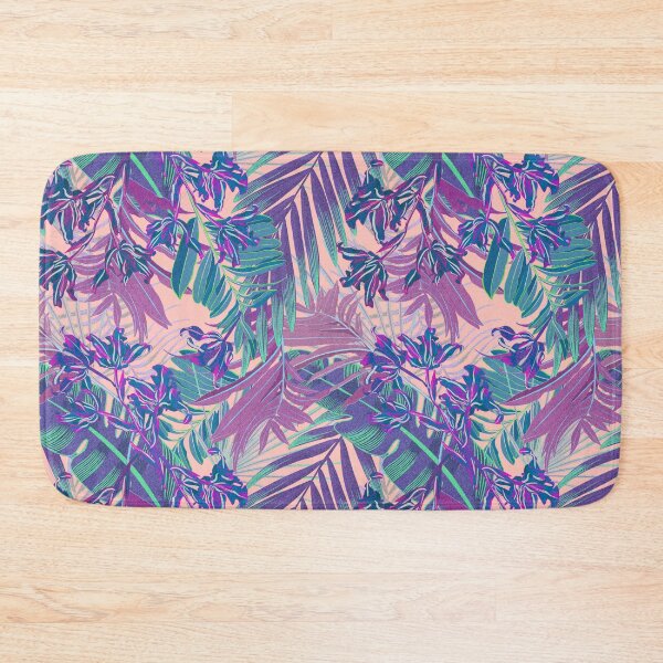 Item preview, Seamless pattern with neon orchids and psychedelic purple tropical foliage designed and sold by ANAKOTO.