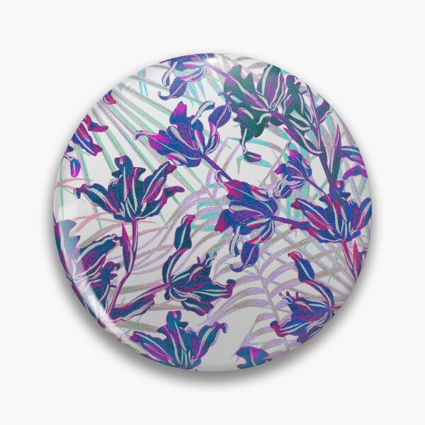 Item preview,  Seamless pattern with neon orchids and psychedelic purple tropical foliage designed and sold by ANAKOTO.