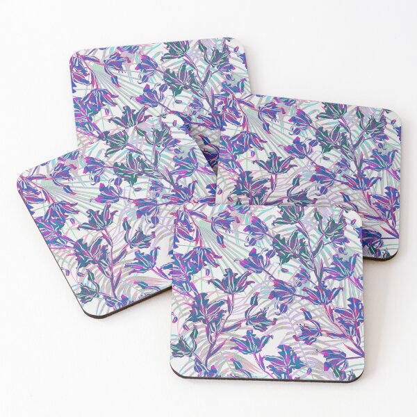 Item preview,  Seamless pattern with neon orchids and psychedelic purple tropical foliage designed and sold by ANAKOTO.