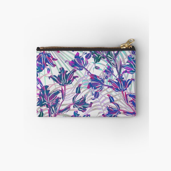 Item preview,  Seamless pattern with neon orchids and psychedelic purple tropical foliage designed and sold by ANAKOTO.