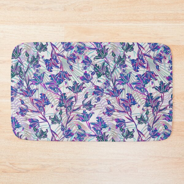 Item preview,  Seamless pattern with neon orchids and psychedelic purple tropical foliage designed and sold by ANAKOTO.
