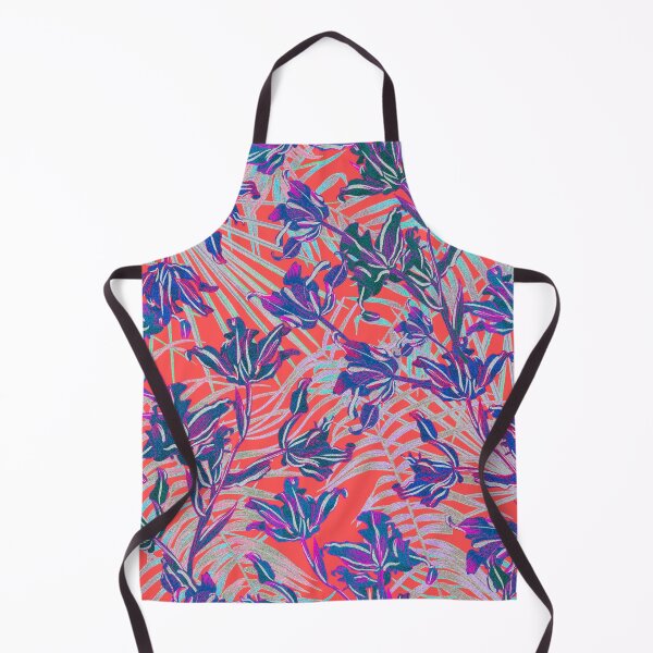 Item preview, Seamless pattern with neon orchids and psychedelic purple tropical foliage designed and sold by ANAKOTO.