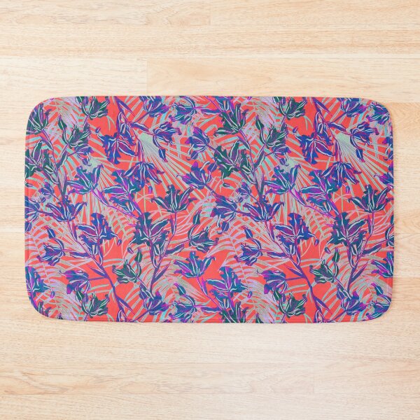 Item preview, Seamless pattern with neon orchids and psychedelic purple tropical foliage designed and sold by ANAKOTO.