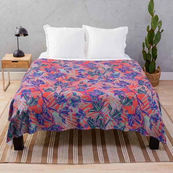 Item preview, Seamless pattern with neon orchids and psychedelic purple tropical foliage designed and sold by ANAKOTO.