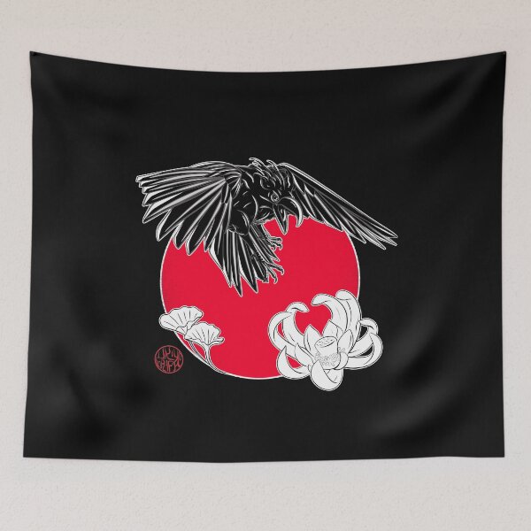 Item preview, Japanese crow and lotus flower designed and sold by Ukiyograph.