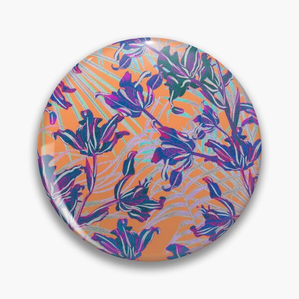 Item preview,  Seamless pattern with neon orchids and psychedelic purple tropical foliage designed and sold by ANAKOTO.