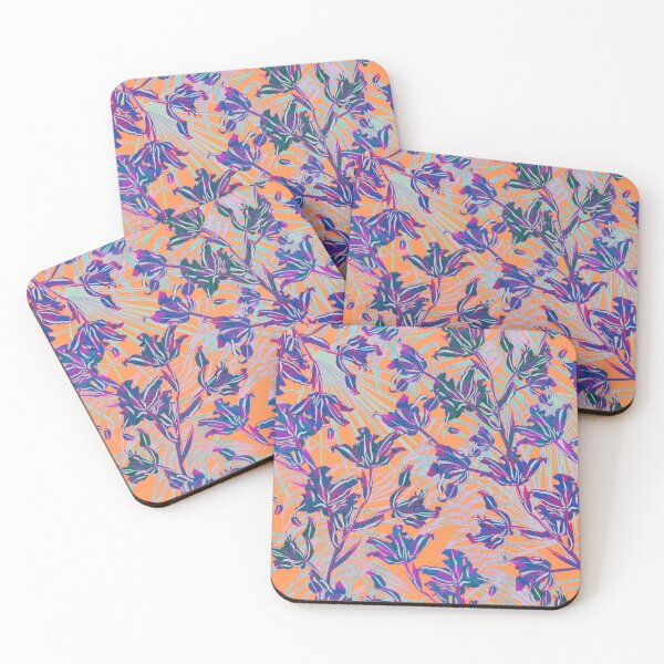 Item preview,  Seamless pattern with neon orchids and psychedelic purple tropical foliage designed and sold by ANAKOTO.