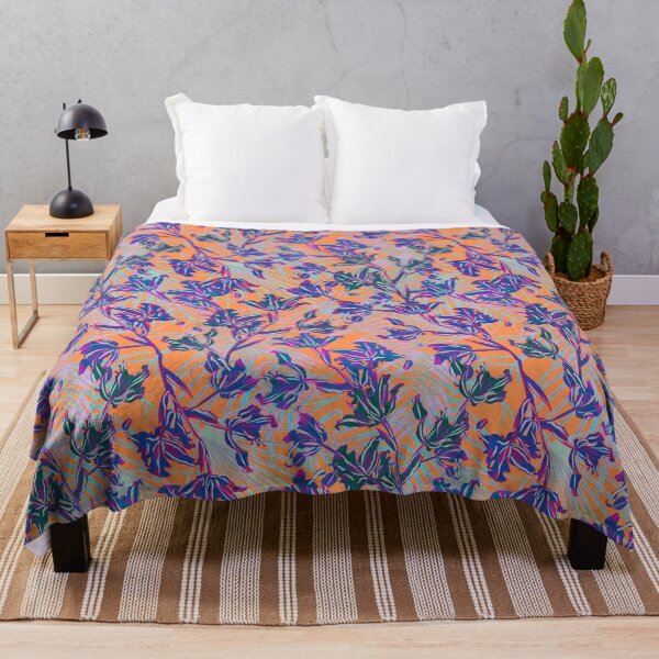 Item preview,  Seamless pattern with neon orchids and psychedelic purple tropical foliage designed and sold by ANAKOTO.
