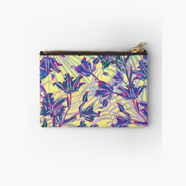 Item preview, Seamless pattern with neon orchids and psychedelic purple tropical foliage designed and sold by ANAKOTO.