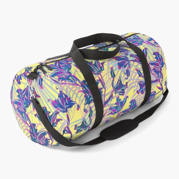 Item preview, Seamless pattern with neon orchids and psychedelic purple tropical foliage designed and sold by ANAKOTO.