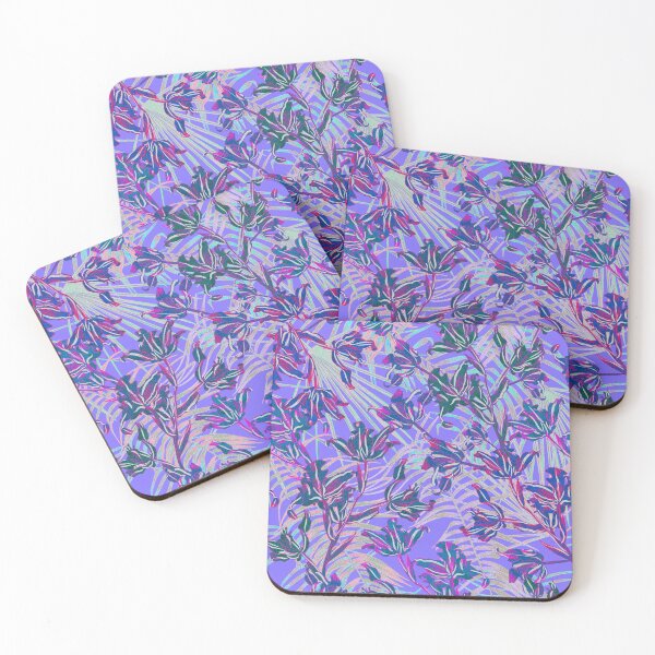 Item preview, Seamless pattern with neon orchids and psychedelic purple tropical foliage designed and sold by ANAKOTO.