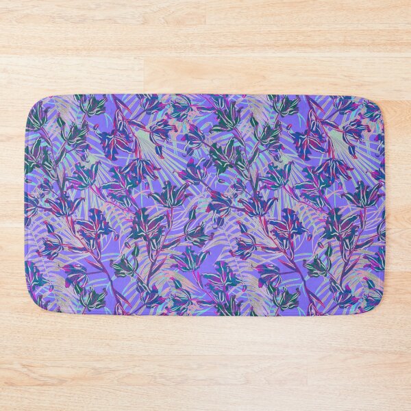 Item preview, Seamless pattern with neon orchids and psychedelic purple tropical foliage designed and sold by ANAKOTO.