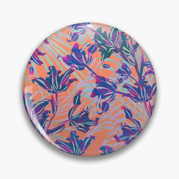 Item preview, Seamless pattern with neon orchids and psychedelic purple tropical foliage designed and sold by ANAKOTO.