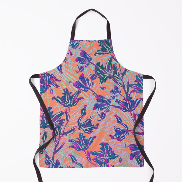 Item preview, Seamless pattern with neon orchids and psychedelic purple tropical foliage designed and sold by ANAKOTO.