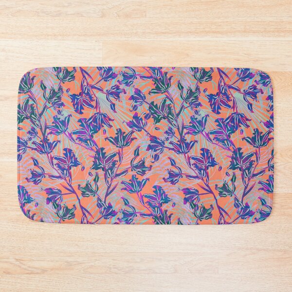 Item preview, Seamless pattern with neon orchids and psychedelic purple tropical foliage designed and sold by ANAKOTO.