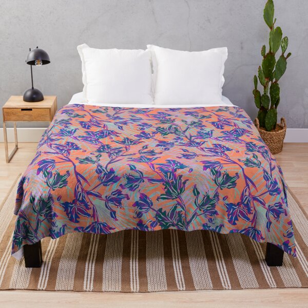 Item preview, Seamless pattern with neon orchids and psychedelic purple tropical foliage designed and sold by ANAKOTO.