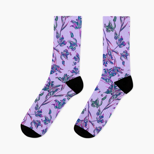 Item preview, Seamless pattern with neon orchids and psychedelic purple tropical foliage designed and sold by ANAKOTO.
