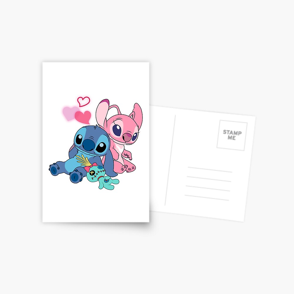 Carte Postale Stitch Et Lilo Stitch Angel Love Par Rufusgagas Redbubble 