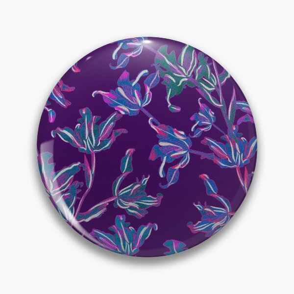 Item preview, Seamless pattern with neon orchids and psychedelic purple tropical foliage designed and sold by ANAKOTO.