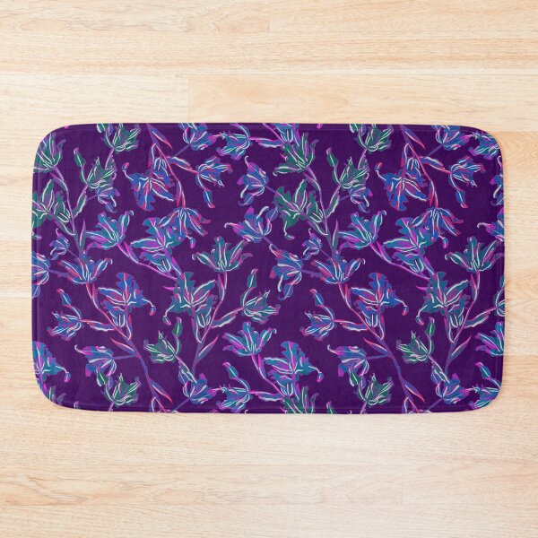 Item preview, Seamless pattern with neon orchids and psychedelic purple tropical foliage designed and sold by ANAKOTO.