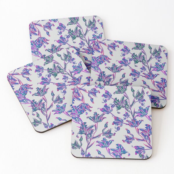 Item preview, Seamless pattern with neon orchids and psychedelic purple tropical foliage designed and sold by ANAKOTO.